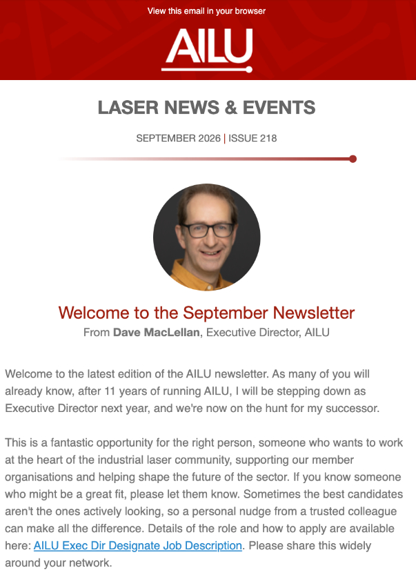 AILU newsletter 218 September 2026